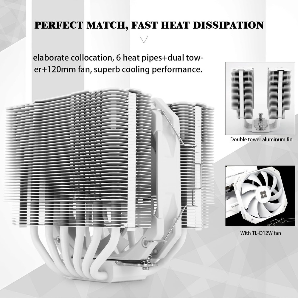 Thermalright Peerless Assassin 120 Mini White CPU Cooler, 6 PA120 MINI WHITE