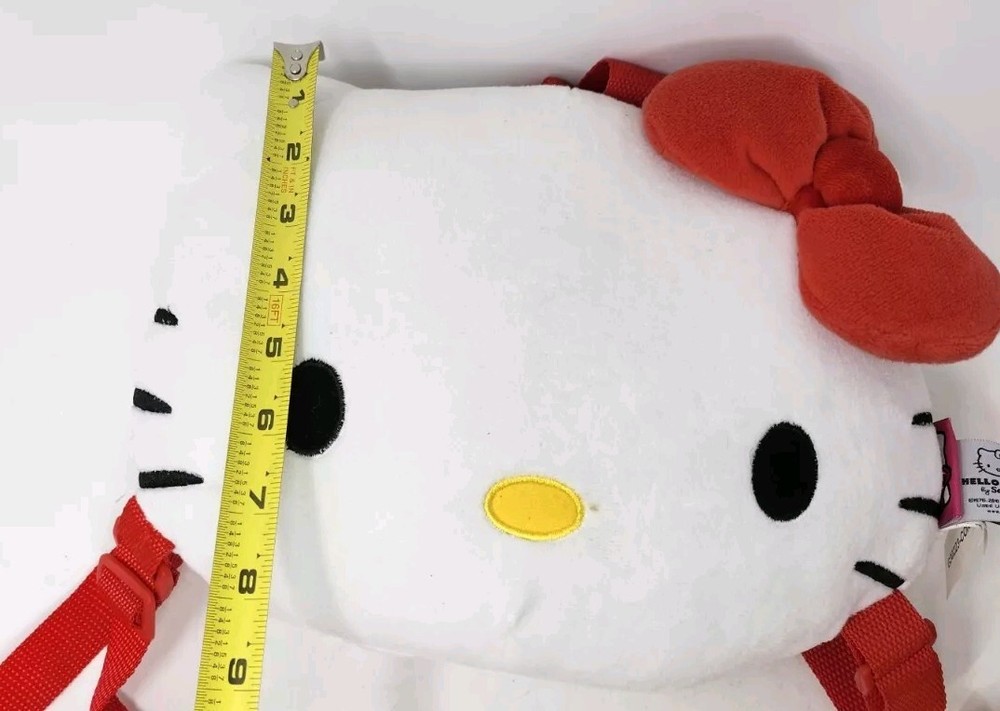 Sanrio Hello Kitty Head Shaped Plush Backpack 2010 Red Bow Stuffed Cat EUC See!!