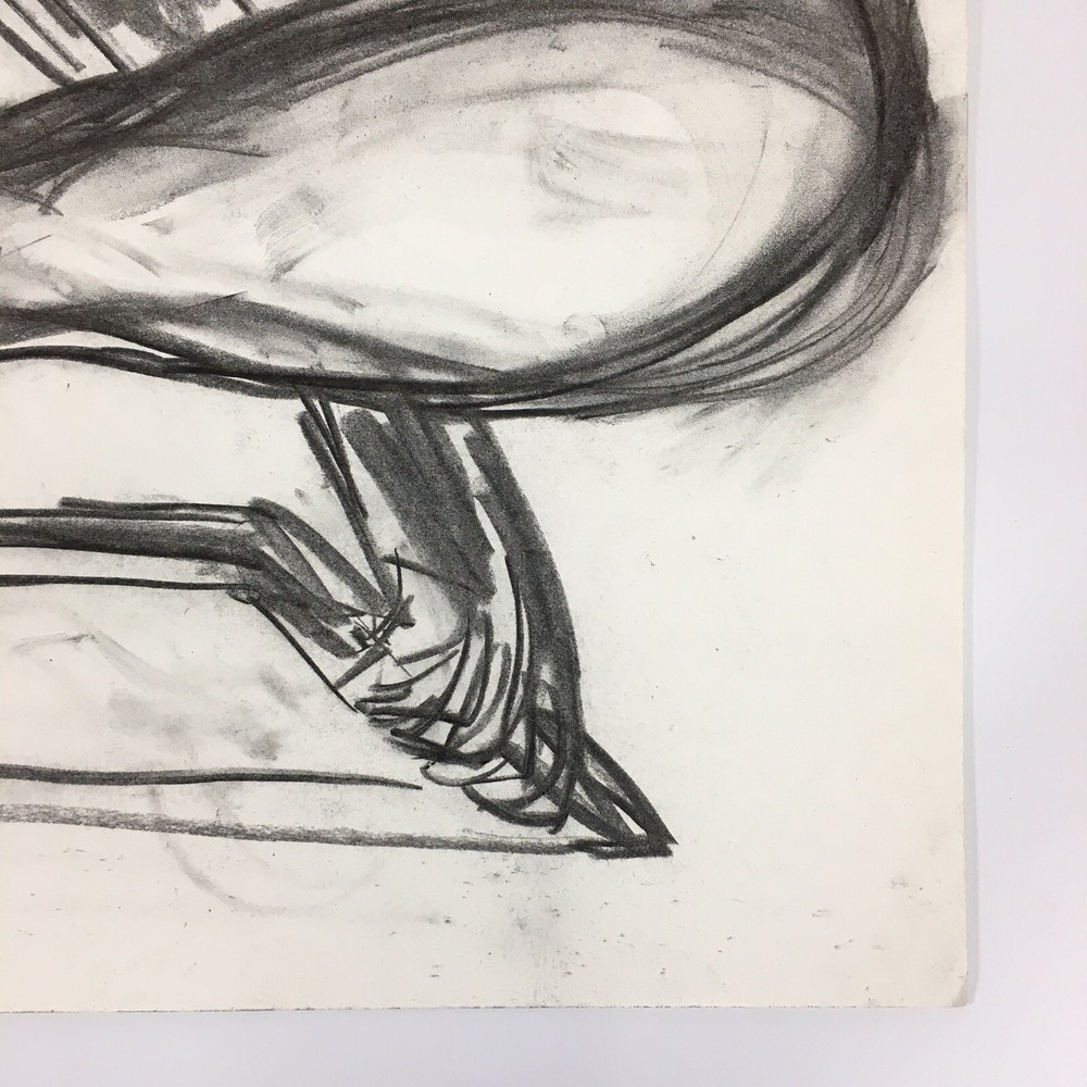 Kip Gresham Unsigned Original Charcoal Drawing Gymnast Curwen Archive #1