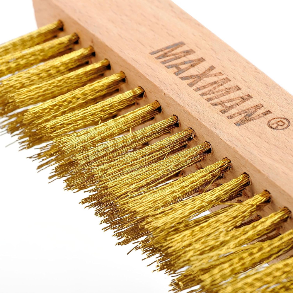 Brass Brush with Soft Bristles, 10" Beechwood Handle, 2 Pcs
