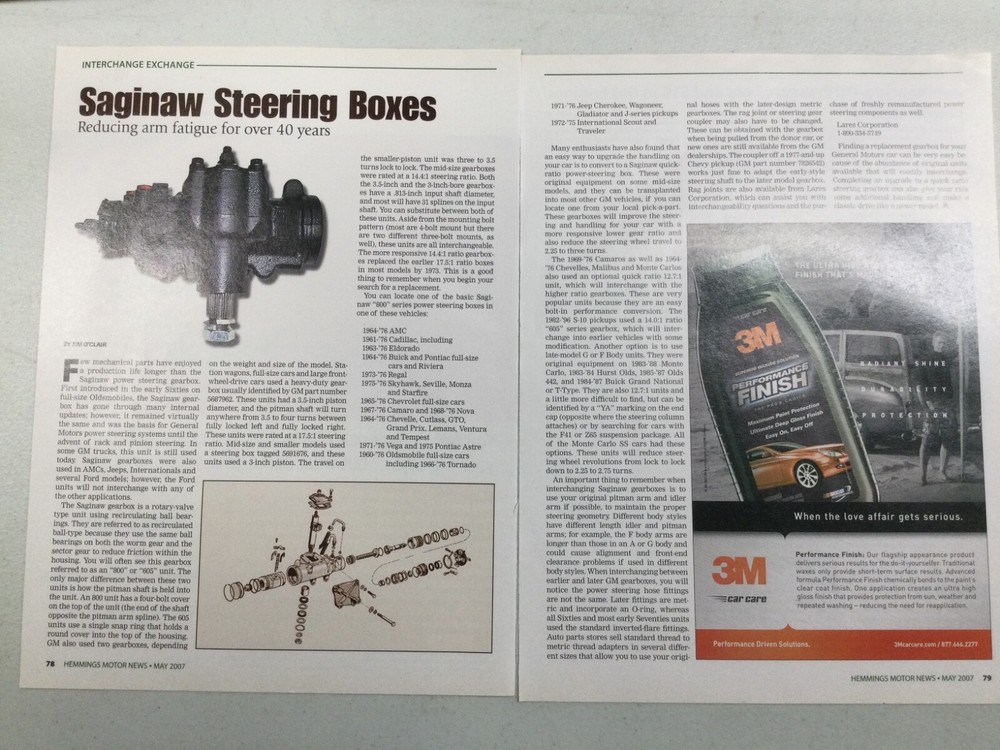 HMN 1266 Article Interchange Exchange Saginaw Steering Boxes May 2007 2 page
