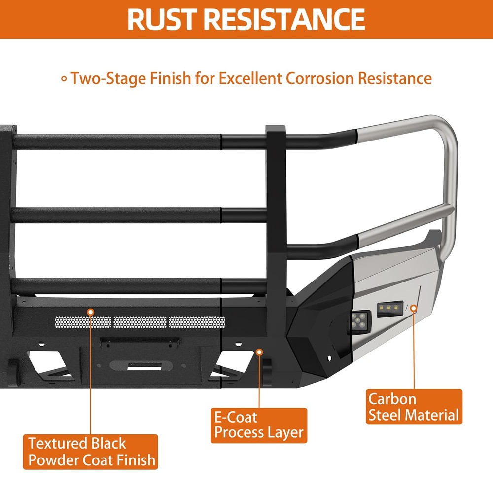 Front Bumper for Sierra 1500 2016-2018 Winch Plate D-ring Mounts LED Lights