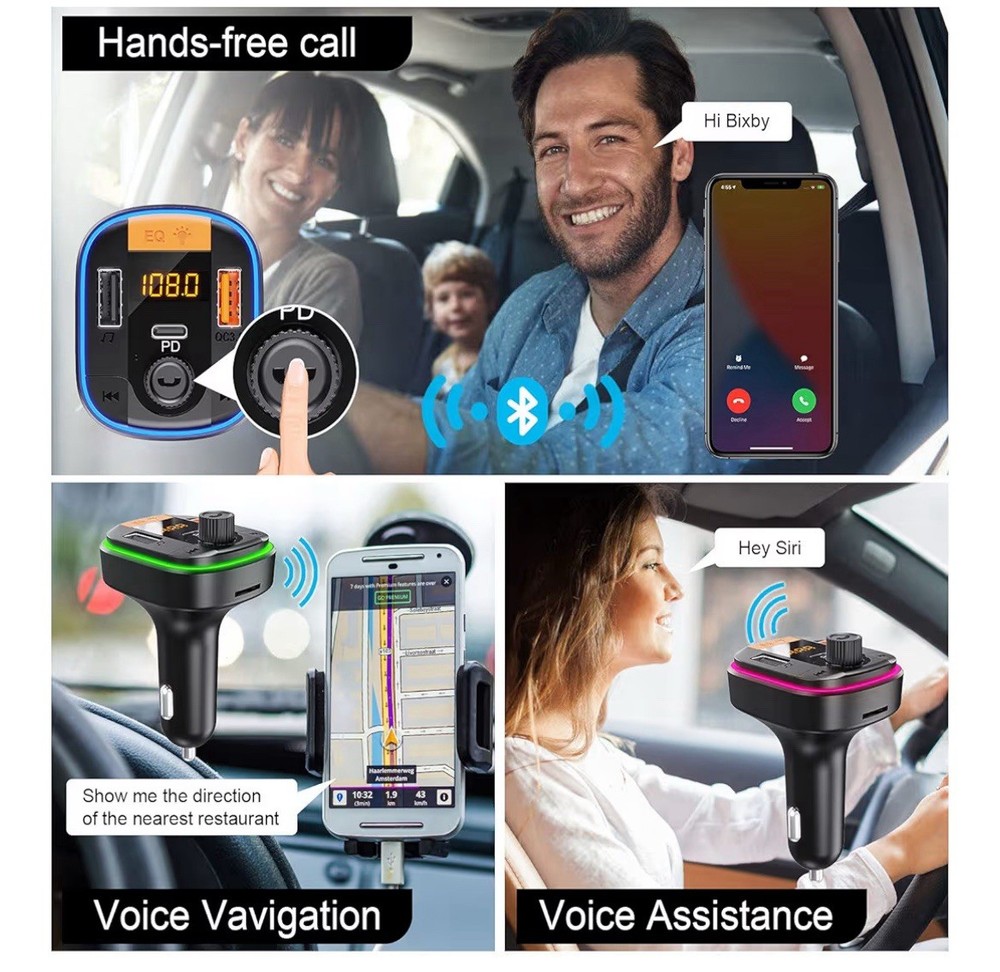 Bluetooth FM Transmitter for Car - BAISHUN Bluetooth 5.0 Adapter