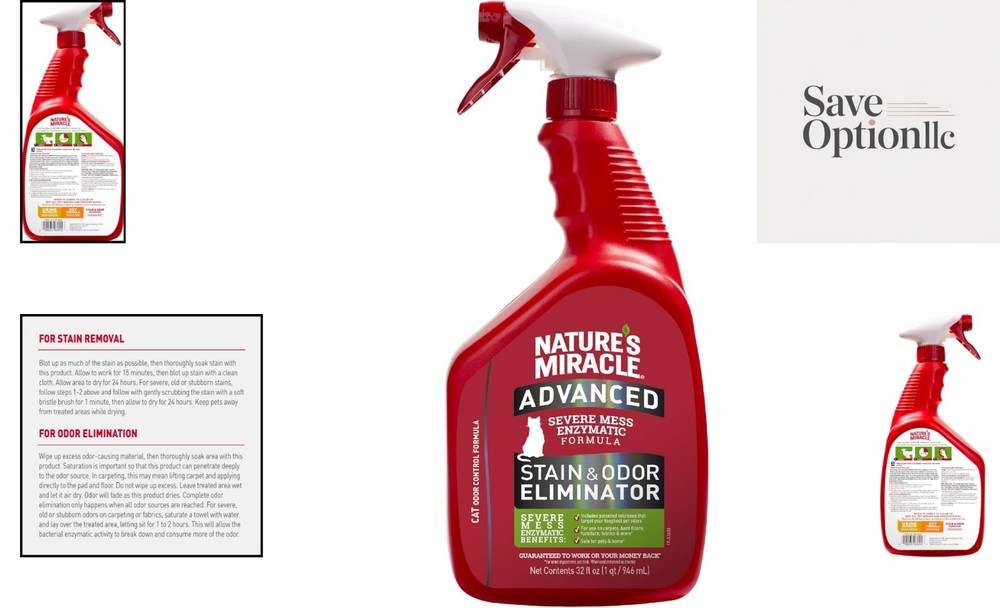 New Advanced Cat Stain & Odor Eliminator Spray 32oz – Enzymatic Formula
