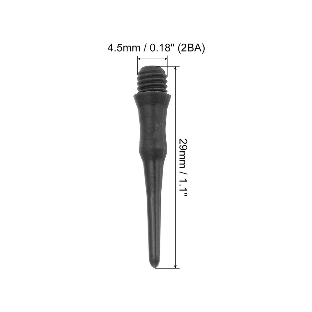 90Pcs 2BA Thread Plastic Soft Dart Tips Replacement Dart Accessories, Black