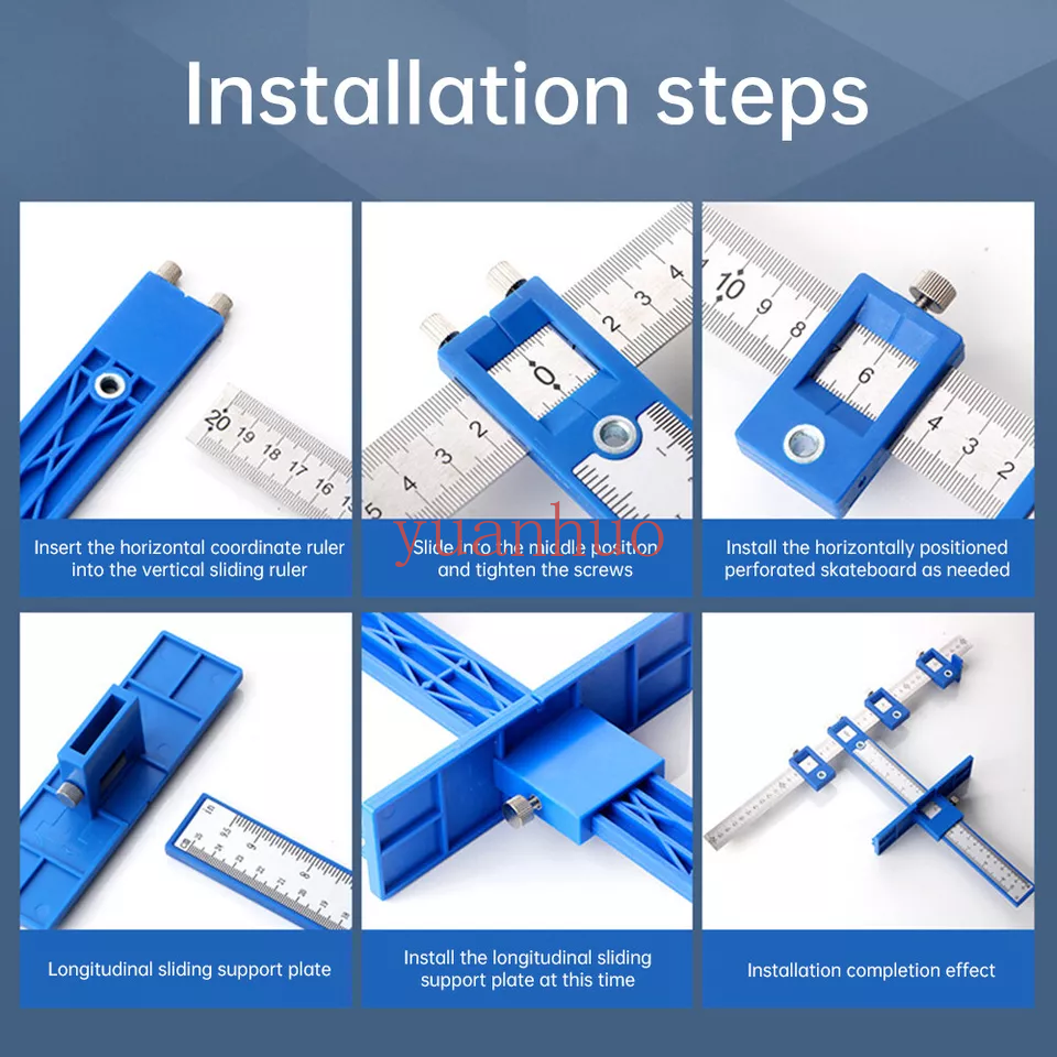 Cabinet Hardware Jig Adjustable Punch Locator Handle Template Tools Drill Guide
