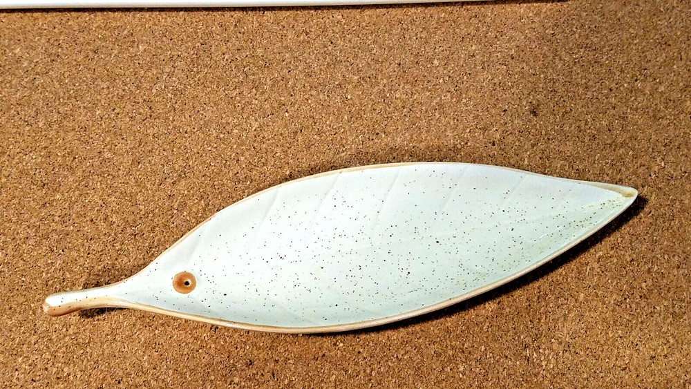 Pier 1 INCENSE STICK BURNER TRAY Leaf Shaped 8.5x2.5x1"  glazed ceramic