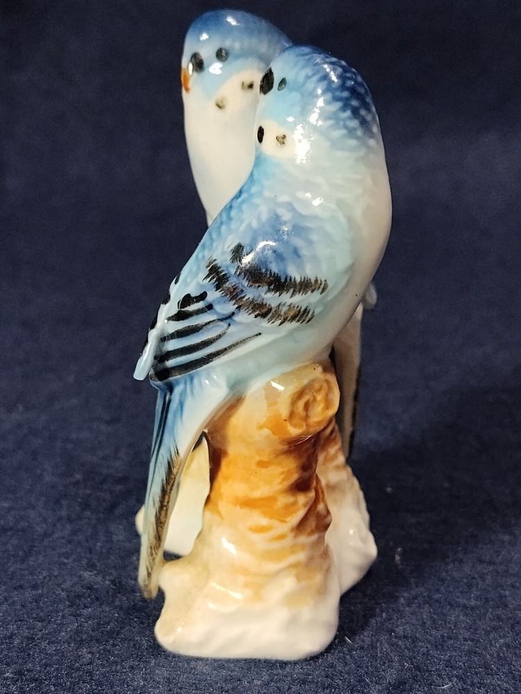 Vintage Parrots Figurine Statue Blue Birds
