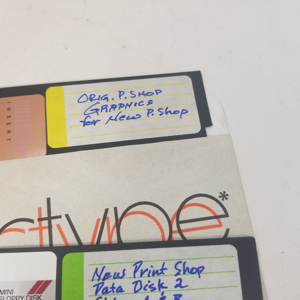 Vintage Apple II Print Shop Data Disks Software 5.25” Floppy Disk