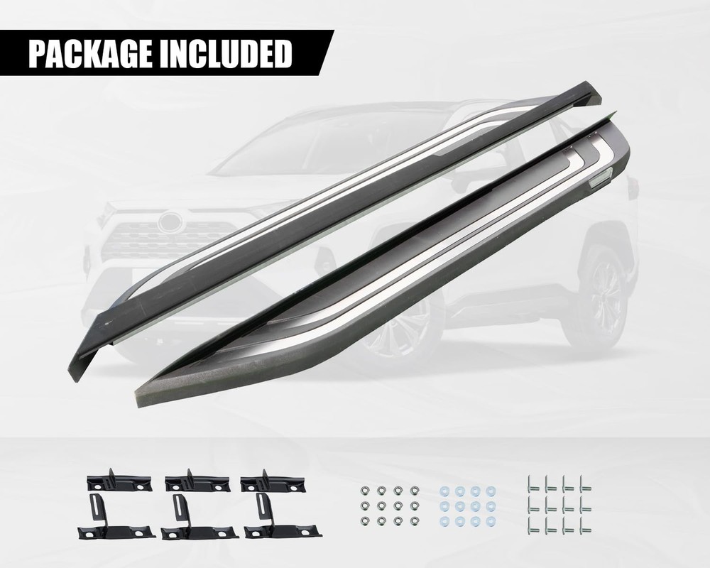 Running Boards 2019-2024 RAV4 Side Step Nerf Bar Black Silver Replacement 2PCS