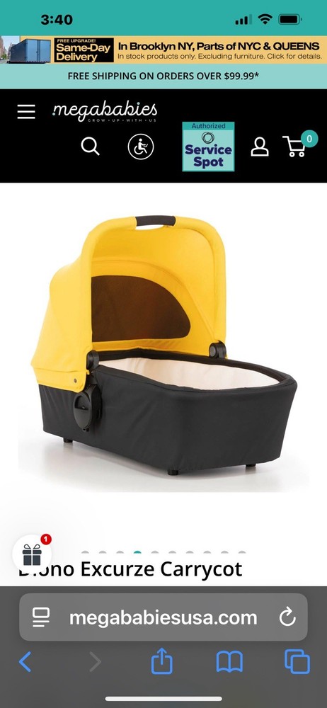 Diono Excurze Carry Cot In Yellow