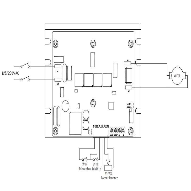 Forward Reverse DC Motor Controller Regulator 115V 220V 200W 500W 800W 10A bldc
