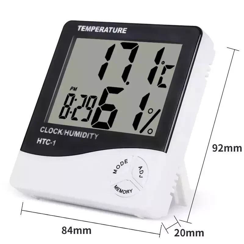 LCD Digital Thermometer HTC-1 - White and Black with Kick Stand