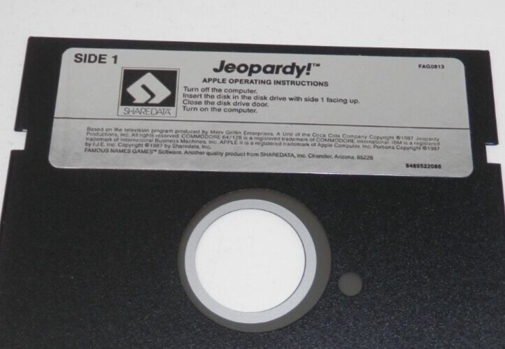 Jeopardy! Vintage Software Apple II • 5.25" Floppy Program Game 1987 Disc Only