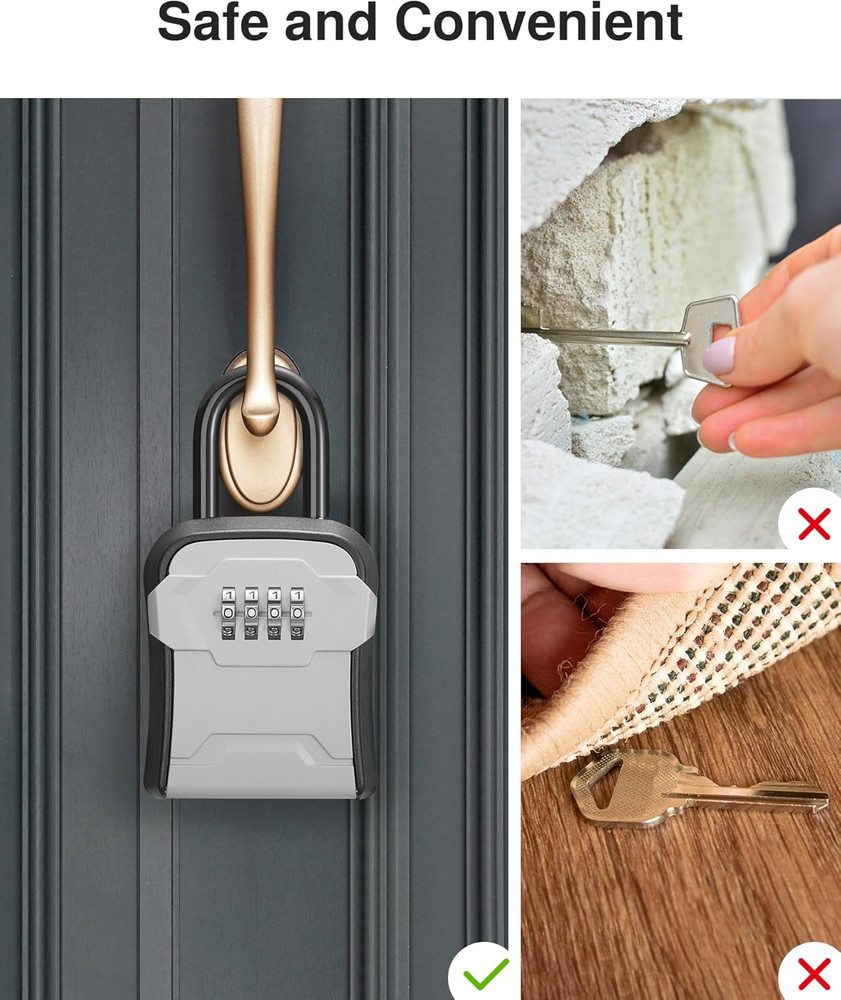 Lock Box, Key Lock Box Wall Mount & Portable Combination Lockbox with Resettable