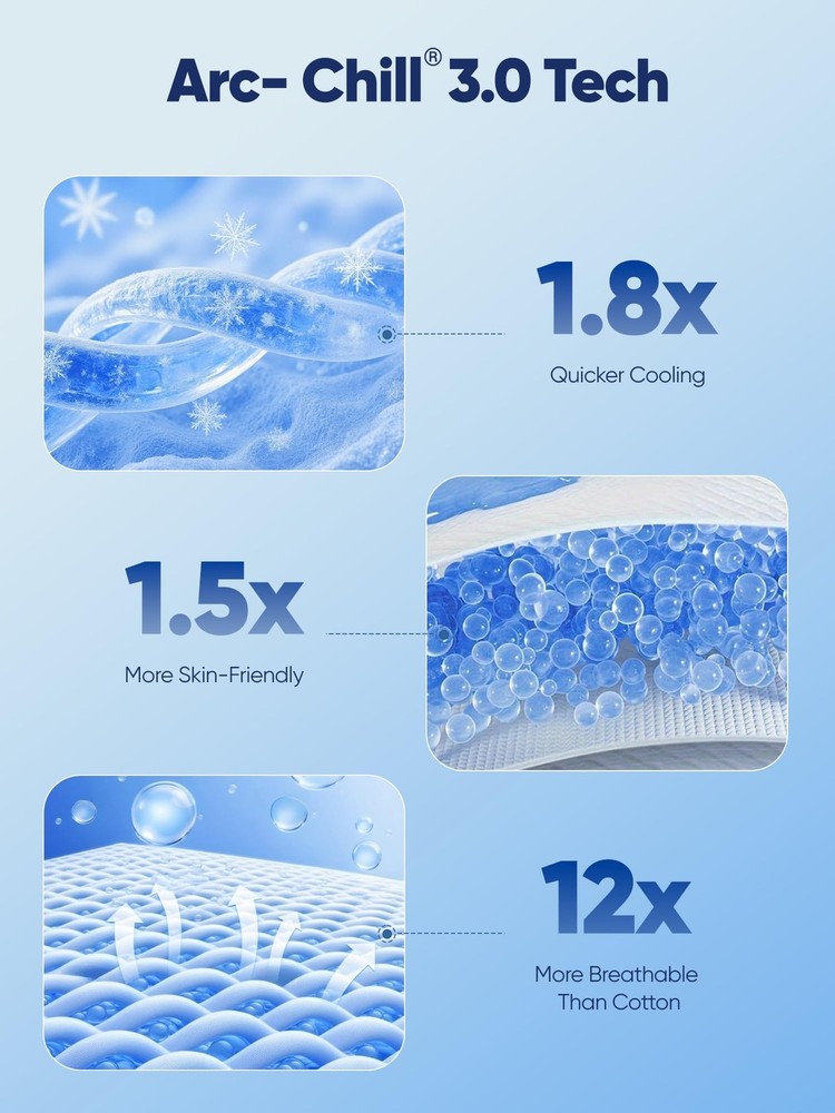 Cooling Pillow Cases, 2 Pack Arc-Chill Q-max 0.5 Cool King Size Summer Pillow...