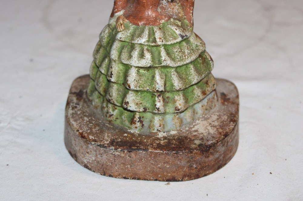 Vintage Cast Iron Painted Victorian Lady Doorstop