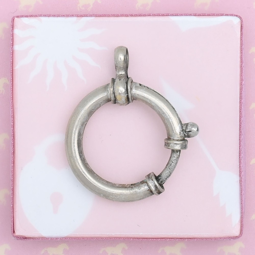 Antique Victorian Silver LARGE Spring Ring Clasp for Charm Pendant