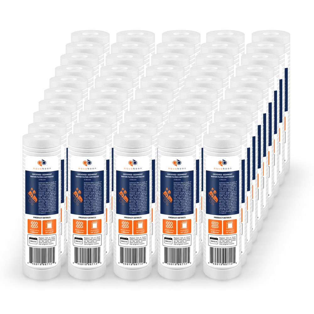 Grooved Sediment Water Filter 5 Micron 10" x 2.5" size 50 PACK  by Aquaboon