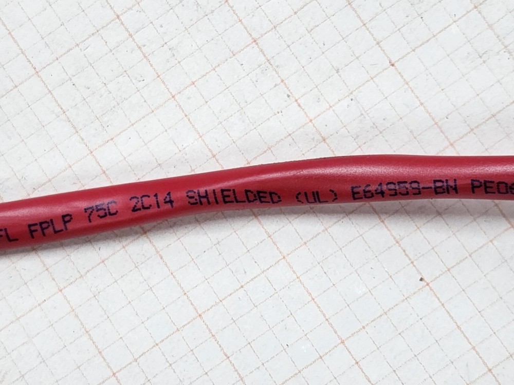 Belden Wire 6100FL 14/2C Stranded Shielded Plenum Fire Alarm Cable FPLP Red/50ft
