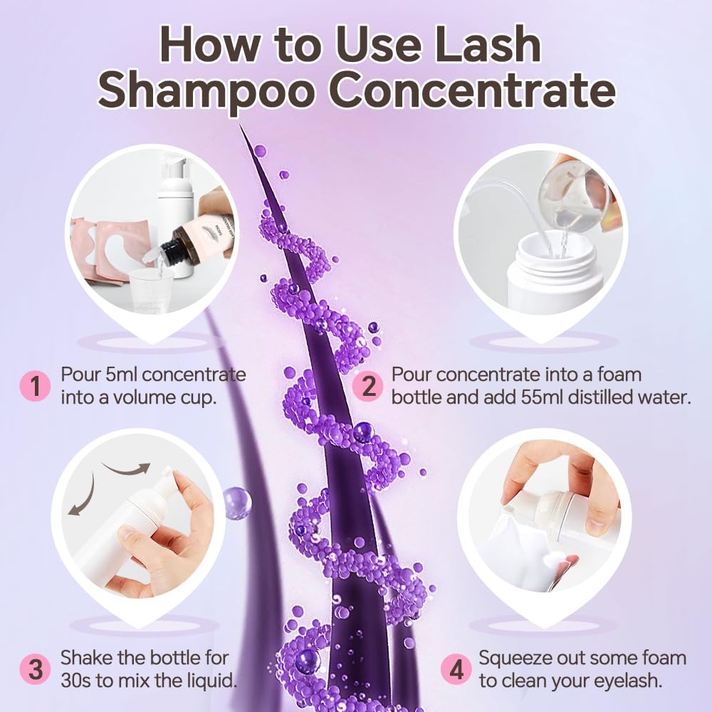 SVECKE Lash Concentrate Shampoo 100ml for Extension, 100ml, Clear