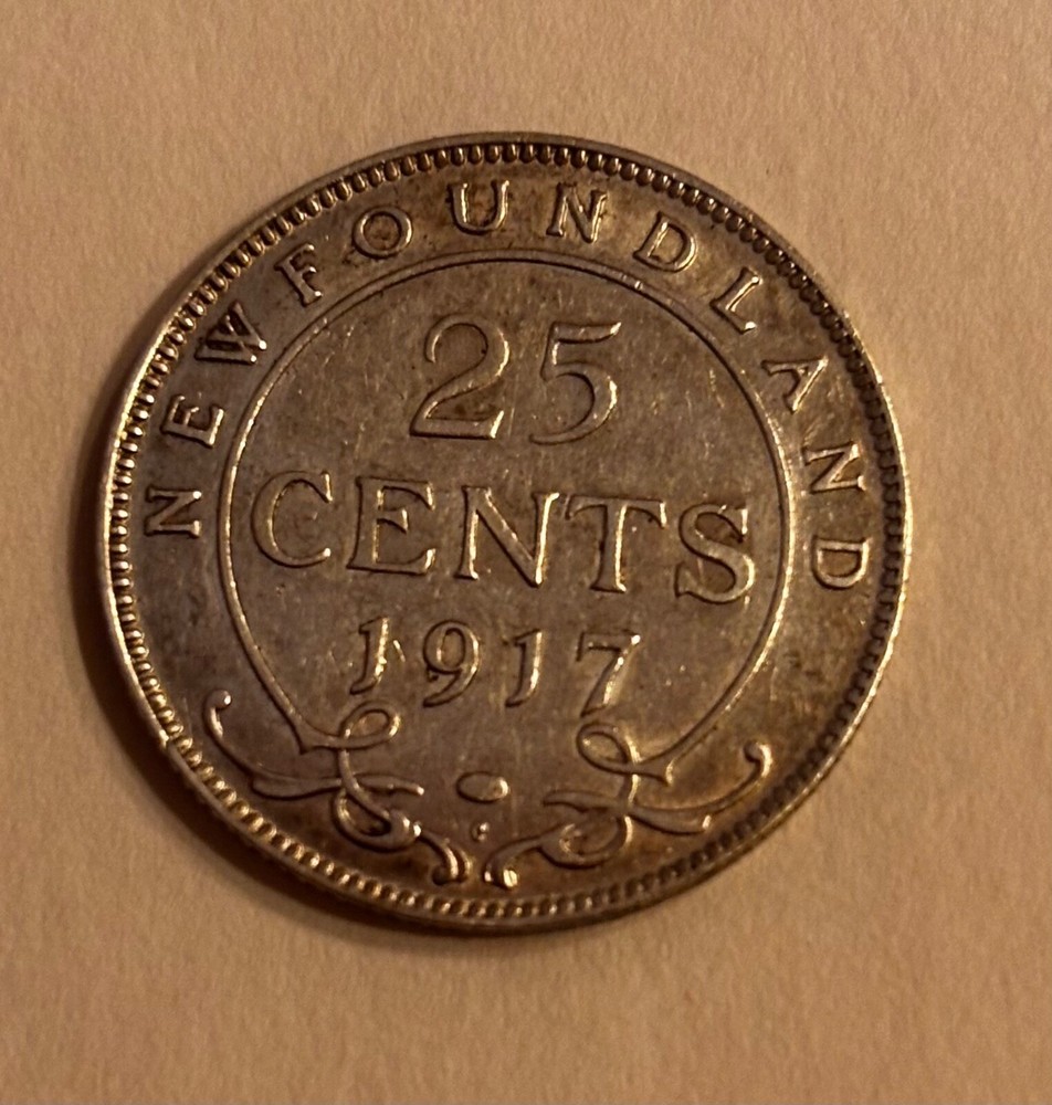 1917 Newfoundland 25 Cent Coin Silver
