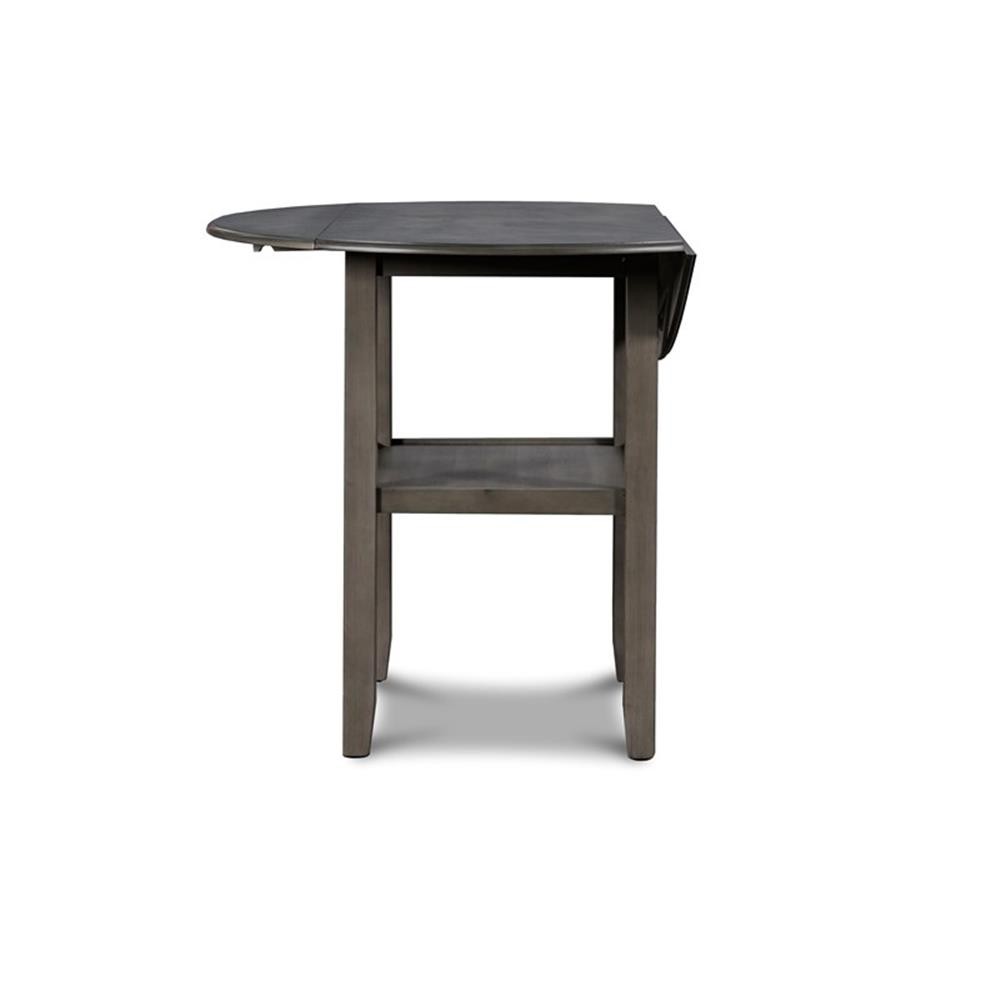 Pemberly Row Solid Wood Counter Drop Leaf Table W / 2 Chairs in Gray