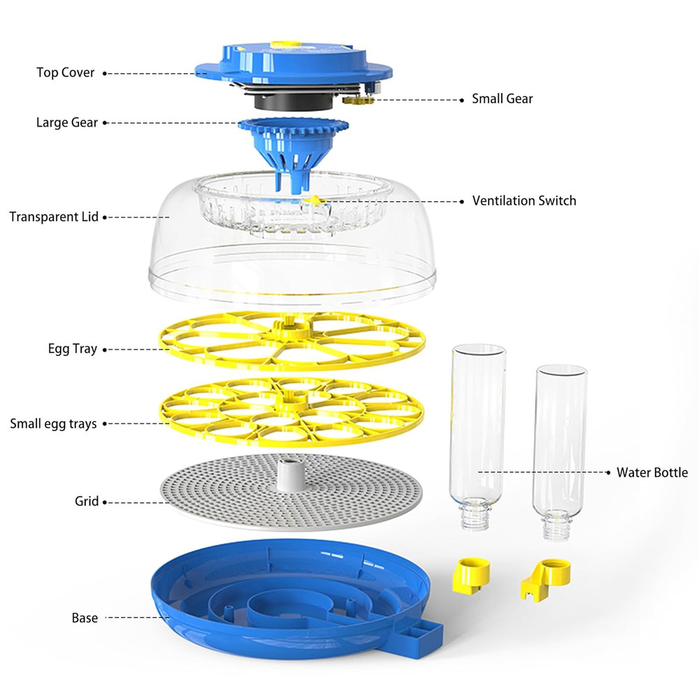 Egg Incubator, Adjustable Turning Time, Humidity and Hatch Day Display,Egg Candl
