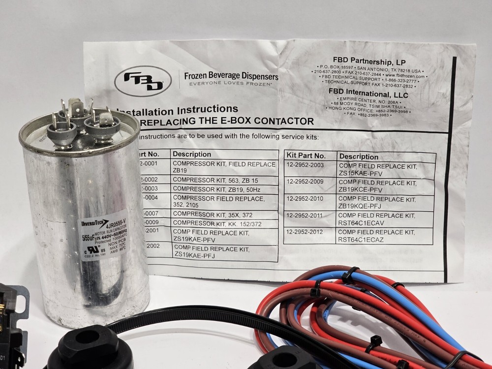 FBD FROZEN BEVERAGE DISPENSER E-BOX CONTACTOR & CAPACITOR REPLACEMENT KIT