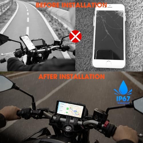 Portable Wireless CarPlay Dashcam for Motorcycle - Waterproof 5.5 Inch Android