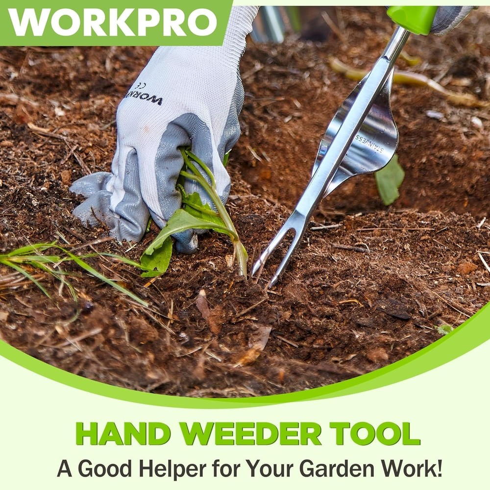 Weed Puller Tool, Metal Leverage Base and V-Shaped Forks for Easy Weed Remova...