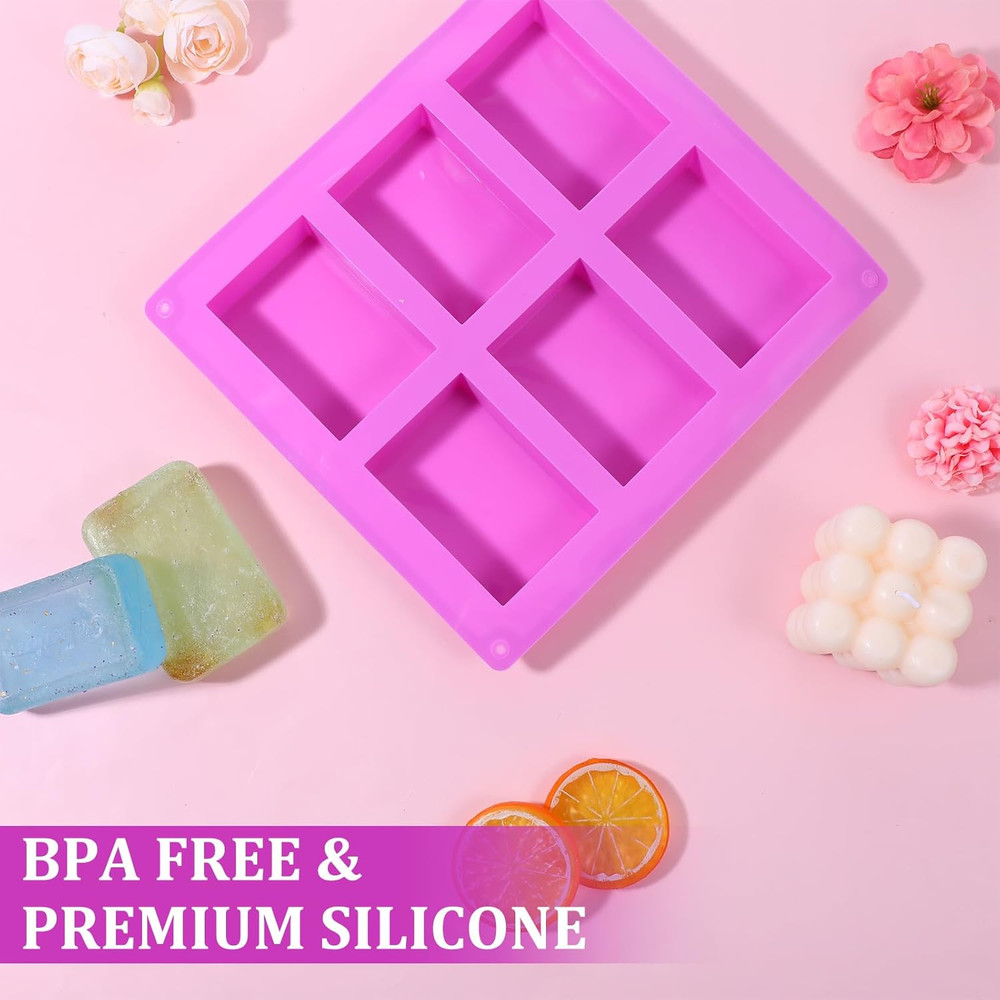 10 Pack Silicone Soap Molds, 6 Cavities Rectangle Silicone Soap Mold, Great for