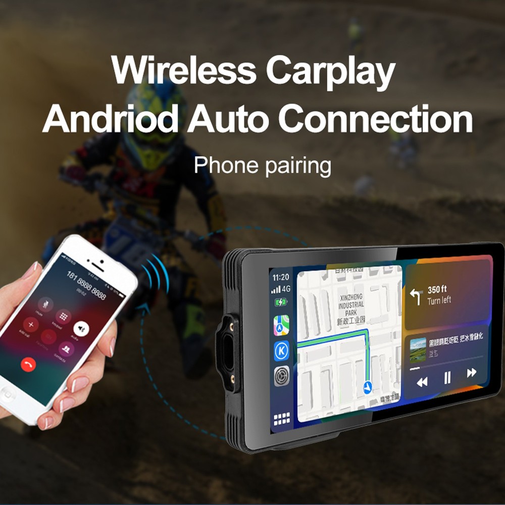 5.5" Motorcycle GPS Navigation Touch Screen Wireless CarPlay Android Auto Cam