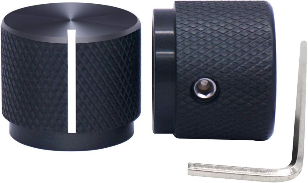 Compact Anodized Aluminum Rotary Knobs, 2pcs Volume & Switch Control - 20mm