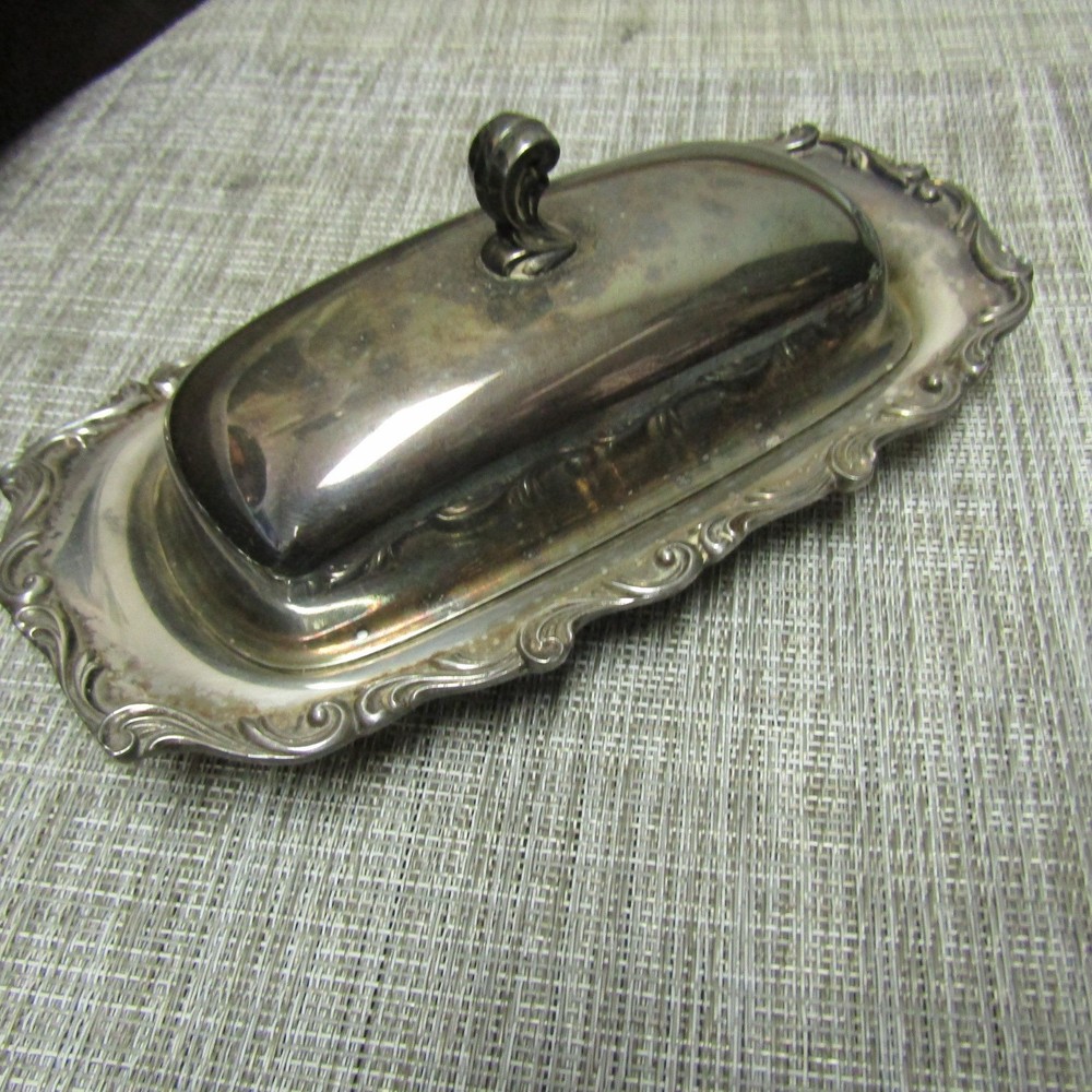 SILVER PLATED BUTTER DISH, 9", PLEASE READ!! A42