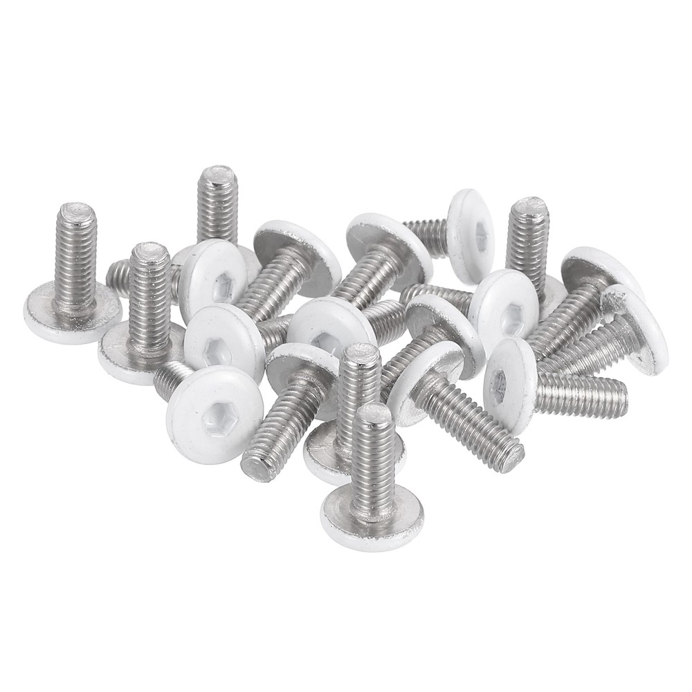 20 Pcs M3-0.5 x 8mm Button Head Hex Socket Head Screws, White