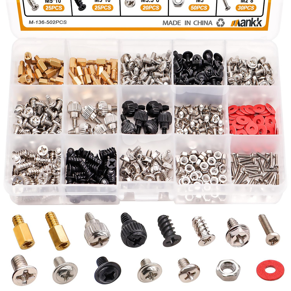 502Pcs Kit Surtido De Tornillos Para Computadora, Tornillos De Placa Base Par...