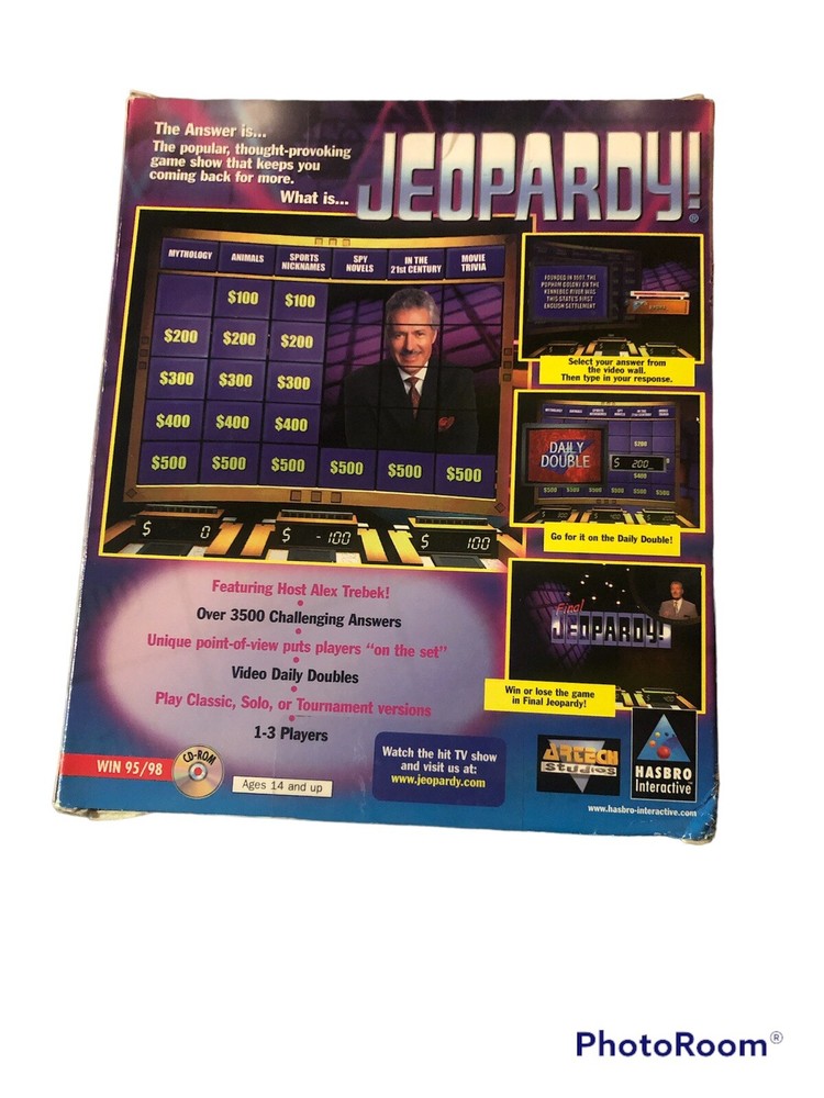 Jeopardy! CD-ROM 1998 PC Video Game, Windows 95/98 Hasbro Interactive