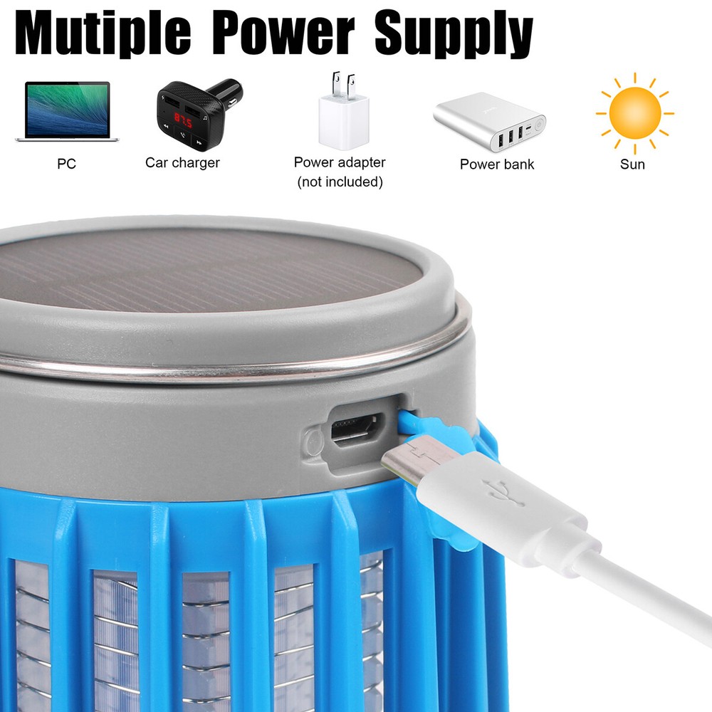 Electronic Solar Mosquito Killer Lamp USB Hanging Light Fly Bug Insect Zapper