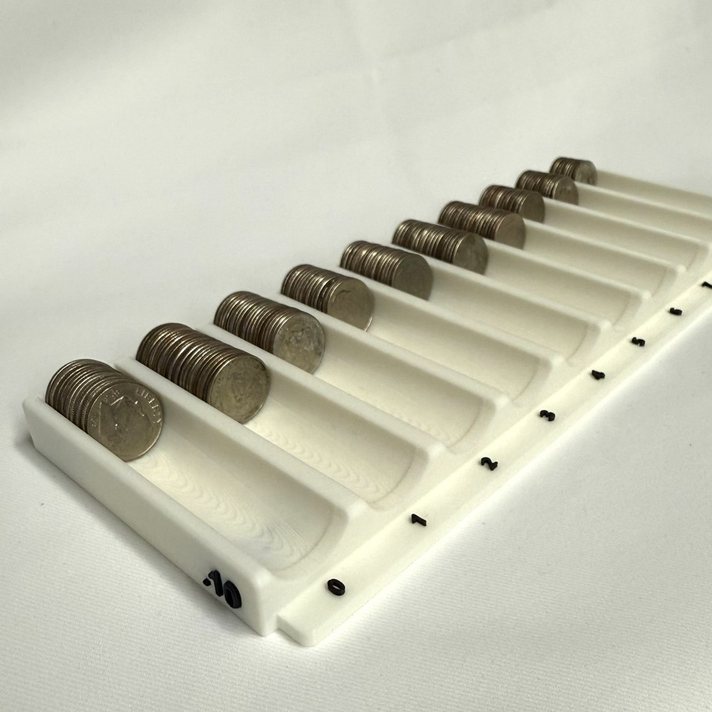 Dime Sorting Tray White with Black Denomination