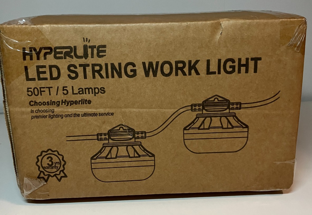 NEW Hyperlite LED String Work Light String 50FT 5 Lamps In Original BOX Sealed