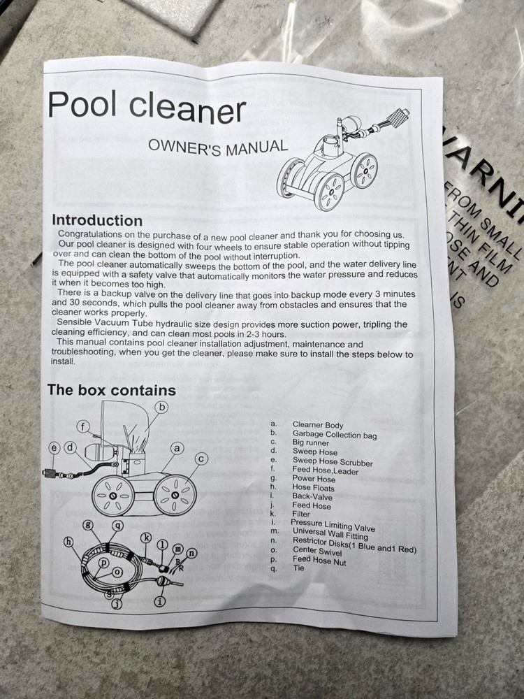 Ap2000 Pool Pressure Side Sweeper Cleaner Four-Wheel Design