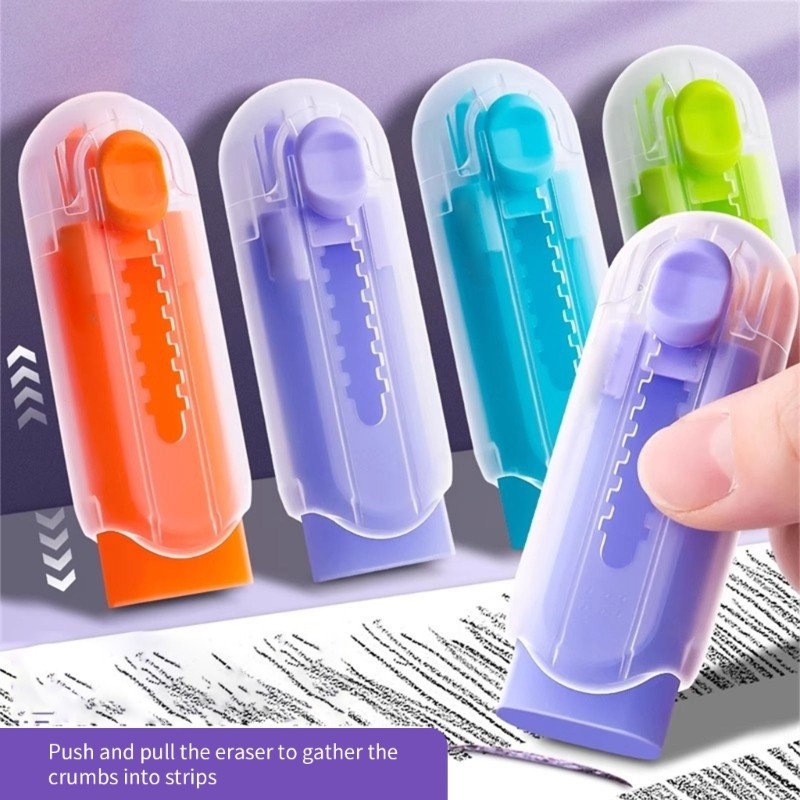 4Pcs Candy Color Push Pull Eraser Sliding Retractable Eraser for Kids Drawing