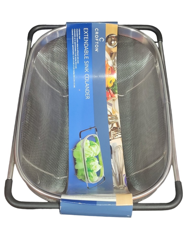 Crofton Extendable Stainless Steel Sink Colander Adjusts