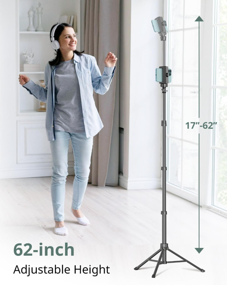 SENSYNE 62" Phone Tripod Selfie Stick Stand w/ Remote for iPhone Android