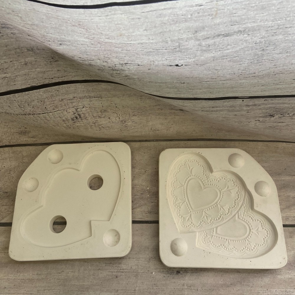 Unbranded Ceramic Casting Mold Double Heart Plaque #233