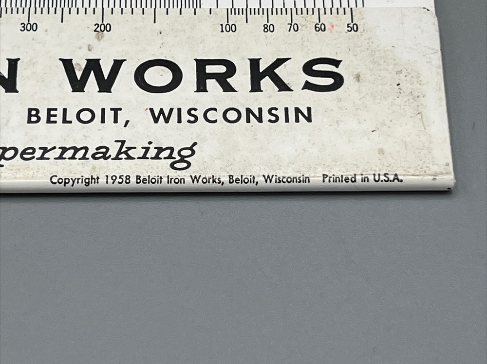 Beloit Iron Works Production Slide Rule 1958
