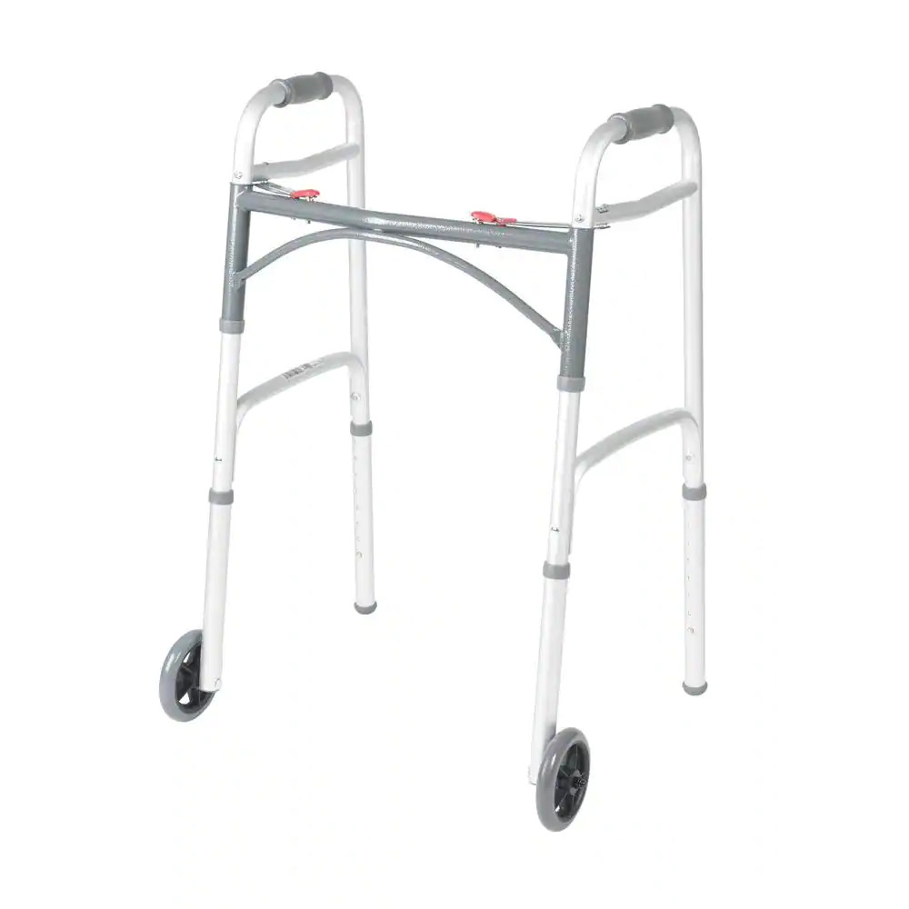 Preservetech Deluxe Two Button Folding Walker with 5 In. Wheels
