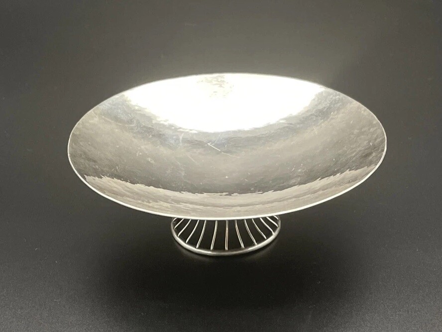 Unusual Sterling Silver Mid Century Modern Small Size Compote Wire Foot