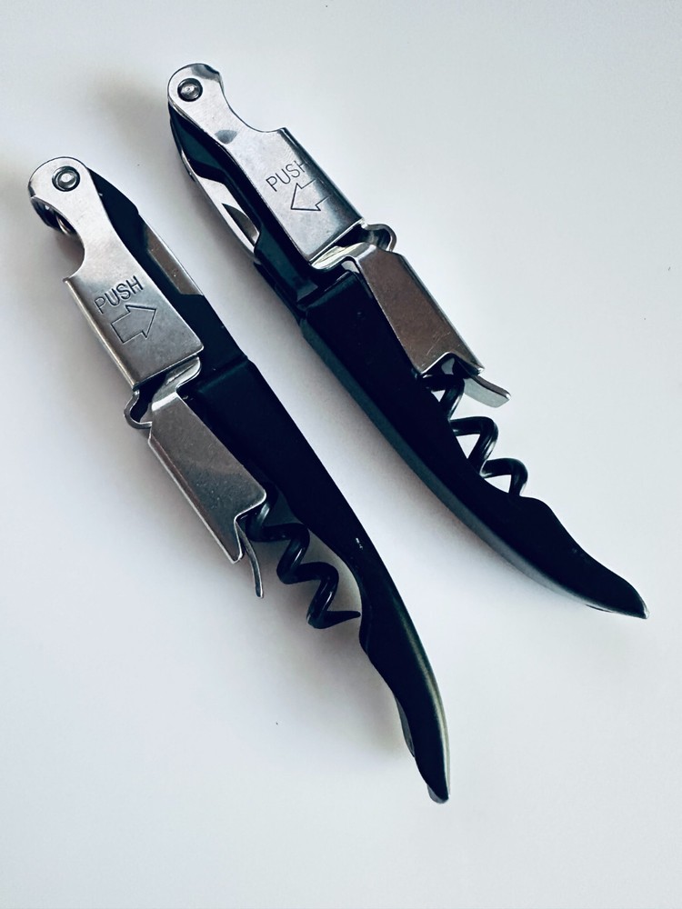 (2) RABBIT Black 2 Step Waiters Corkscrews Wine Key Openers